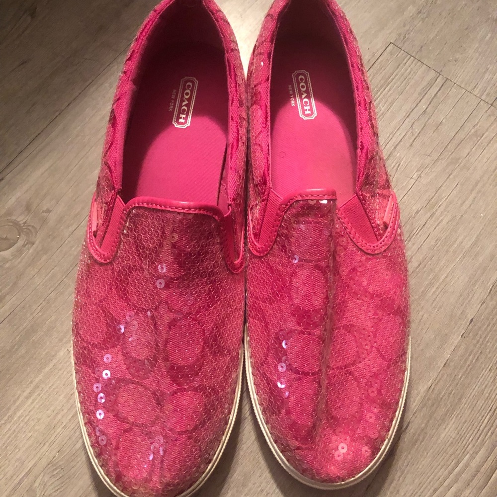 Coach sequined pink tennis loafers size 43